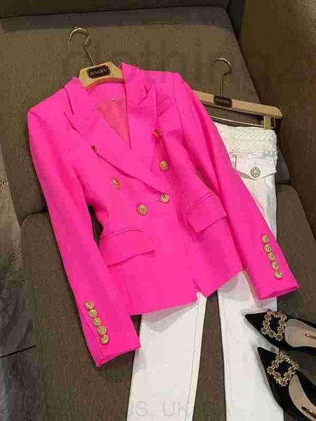 

high street 2021 designer female elegant long sleeve blazer double breasted lion button jacket classic thin all-match style, White;black