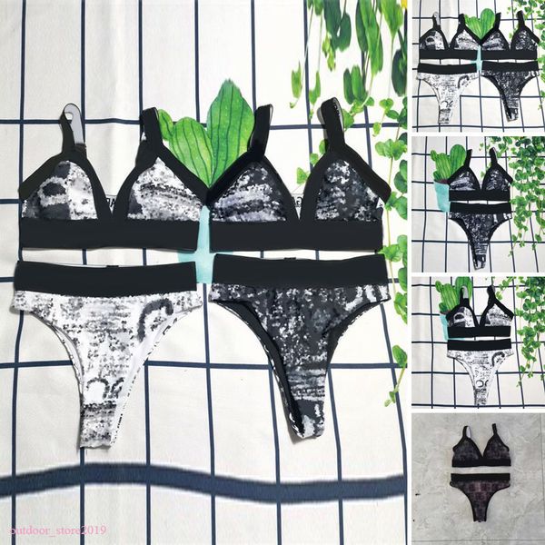 

2021 women bras sets swimsuit bikini summer woman letter prints swimsuit lady fashion swimwear push up mature wrap beachwear backless