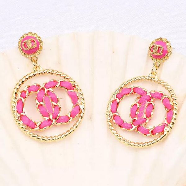 

stud 18k gold plated luxury brand designers double letters stud round ear loop geometric famous women 925 silver crystal rhinestone earring, Golden;silver