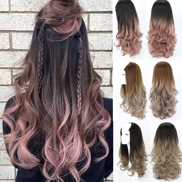 

synthetic s lanlan 24inch u part clip in hair women invisible 34 half black long wavy natural hairpiece 230114