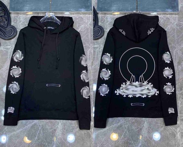 

mens luxury fashion chromes sweatshirts designer heart hoodies ch classic zipper hooded sweater cross flower pullover sanskrit pattern 36xd, Black