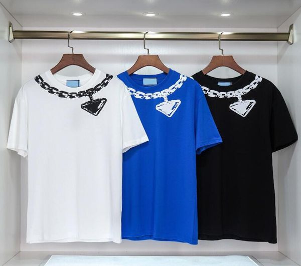 

mens women designer t shirt summer casual tee shirts with letters necklace patterns fashion short sleeved t-shirt blue black white s-3xl