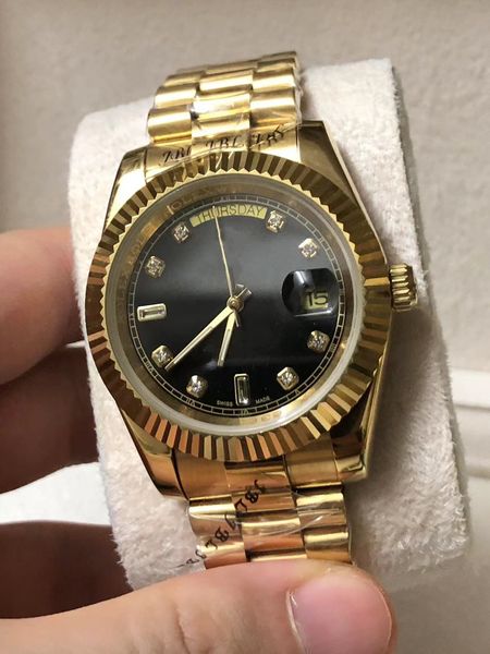 

with original box aaa men watchs dateday datejust watch 41mm sapphire sliver black dail diamonds bezel mechanical automatic mens watches, Slivery;brown