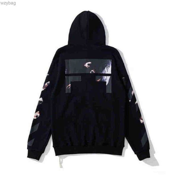 

men's hoodies sweatshirts 2023 %60 off trendy fashion sweater painted crow stripe loose and women's t-shirts white, Black