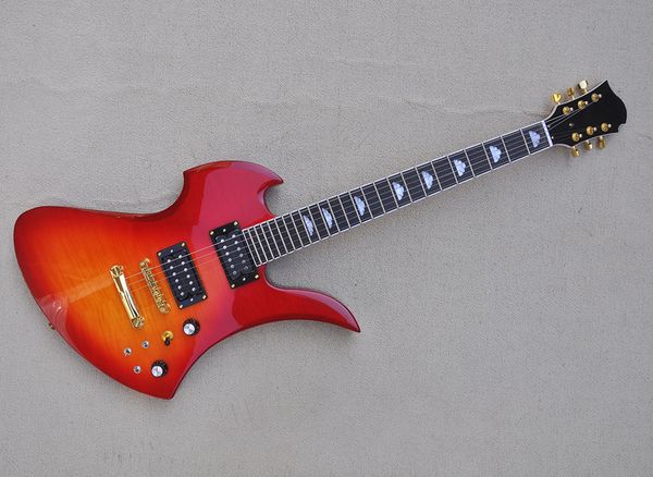 

6 strings cherry sunburst electric guitar with quilted maple veneer rosewood fretboard can be customized