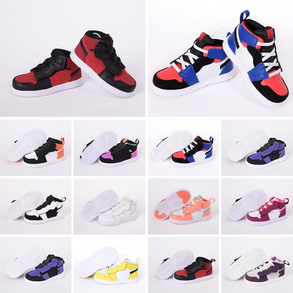

2023 1s kids basketball shoes kid shoes game royal scotts obsidian chicago bred sneakers mid multi-color boys grils tie-dye baby shoe size 2, Black
