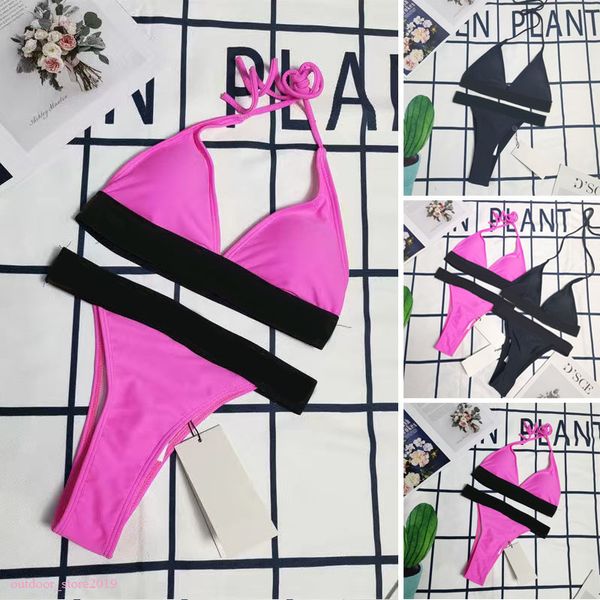 

women bikini summer woman letter prints swimsuit lady fashion swimwear push up mature wrap beachwear backless halter strap