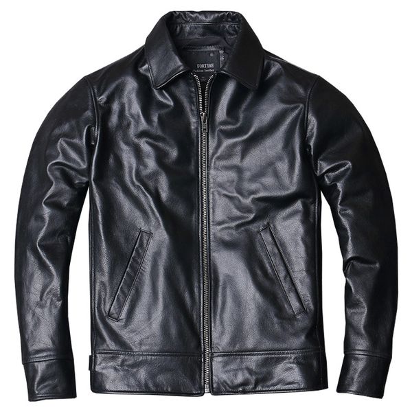 

genuine leather jacket men's casual coats spring autumn clothing motorcycle biker jackets long sleeve black plus size s m l  xxl xxxl