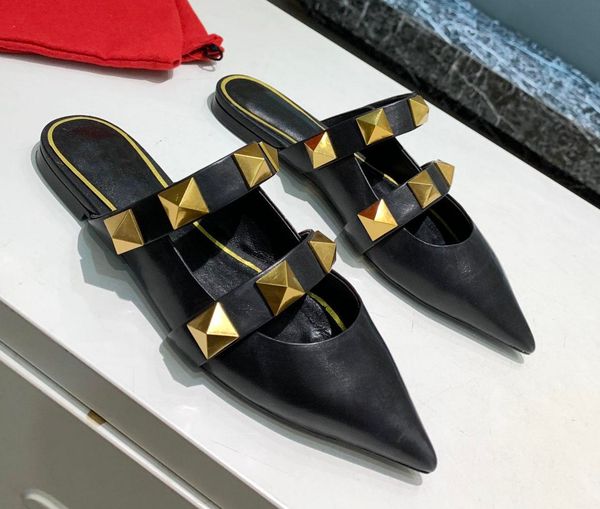 

shoes v summer women s slippers leather sandals luxury dress designer 02 v valentinoes valentinoity xnm, Black