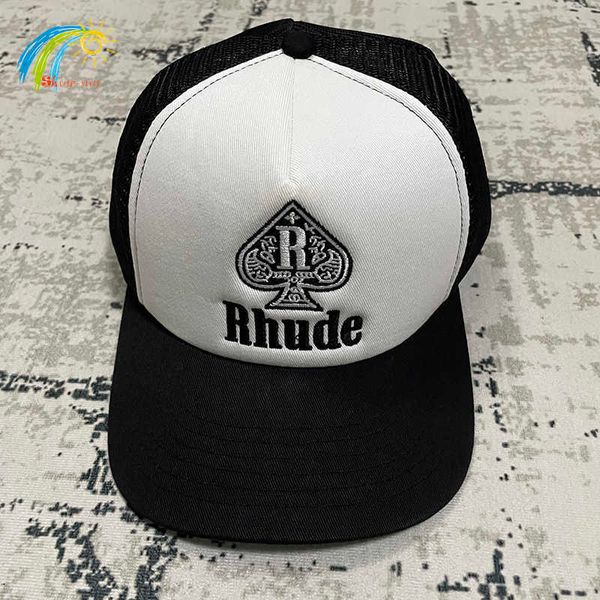 

ball caps outdoor sunscreen mesh patchwork rhude hat men women tags adjustable wide brim heart embroidery rhude baseball cap, Blue;gray