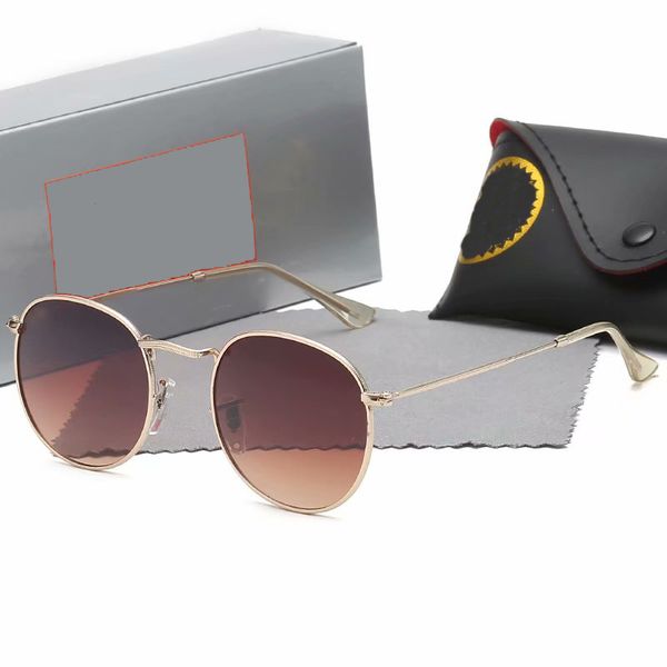 

2023 classic round design uv400 eyewear sunglasses fashion luxury metal designers gold frame sun glasses men women mirror sunglasses3, White;black