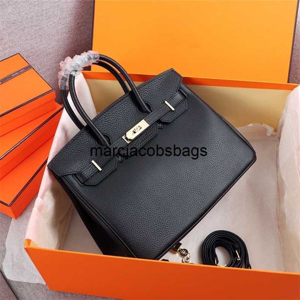 

luxurys handbag designer birkins handbag herme bag women's litchi grain calfskin high-end large capacity leather messenger buckle zc gb