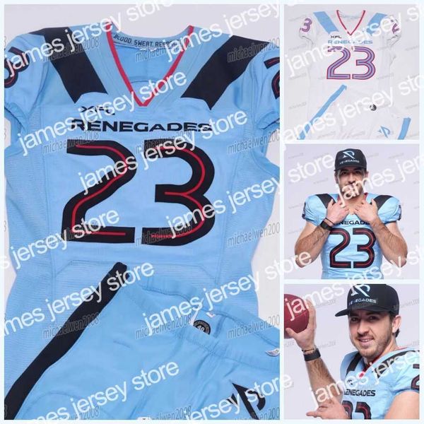 

football jerseys custom 2023 xfl renegades football jersey kevin anderson drew plitt kyle sloter jackson anthrop jacorey sullivan lujuan win, Black;red