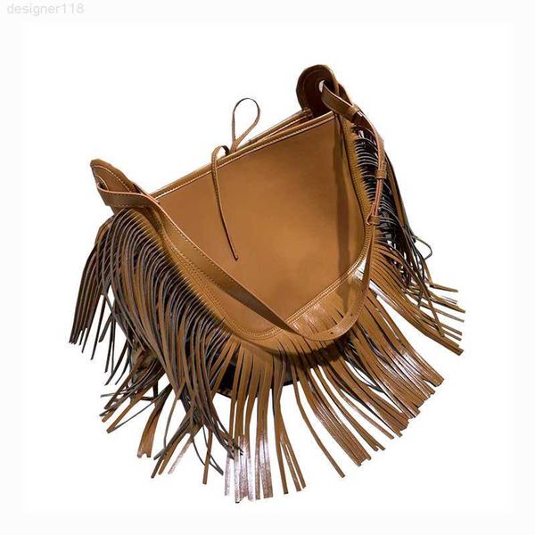 

2022 new luxury bag self-designed tassel bucket super large capacity autumn and winter all-match leather handbag