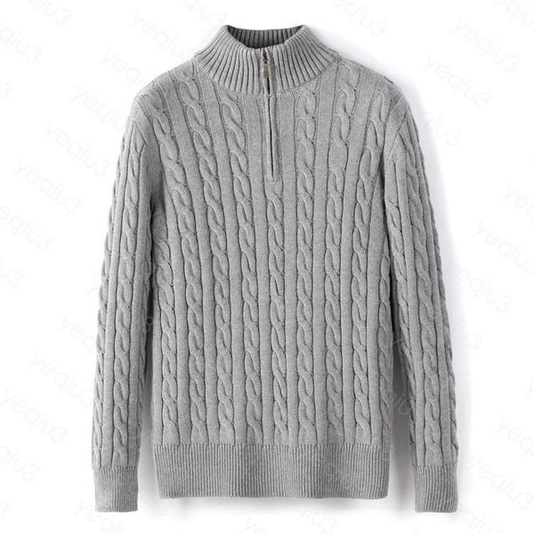 

mens sweater fleece thick half zipper high neck warm pullover winter slim knit wool designer knitting casual jumpers zip brand cotton sweats, White;black