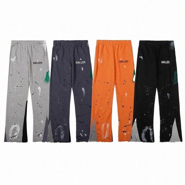 

men's pants designer mens galleries sweatpants dept speckled letter print womens couple loose versatile casual straight, Black