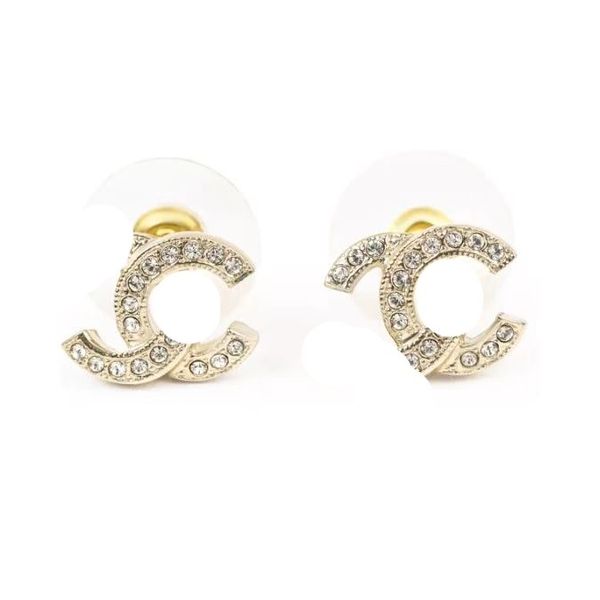 

fashion stud earrings diamond crystal woman luxury designer earring c letter jewelry women 18k diamond wedding gifts, Golden;silver