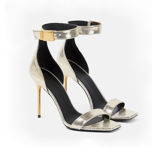 

stiletto heel sandals women party shoes buckle10.5cm metallic heel pumps evening shoes genuine leather narrow band high heeled luxury design, Black
