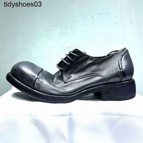 

three-joint washable leather shoes men's high-end goodyear handmade horseskin skin-up british derby shoes, Black