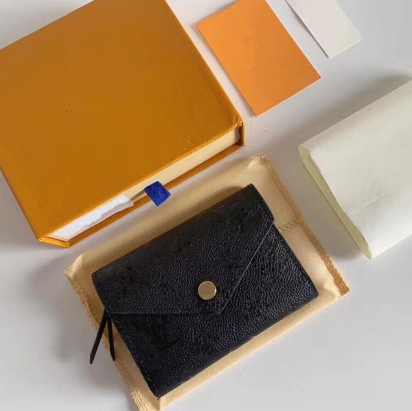 

luxury designer leather wallet women purse card holder cash coins original box embossed patterns flower letters, Brown;gray