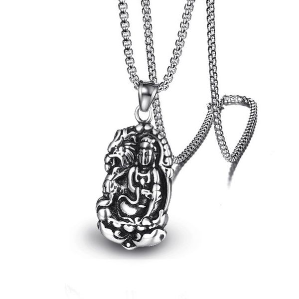 

10pcs fashion buddha pendant necklace vintage religious belief for men's jewelry, Silver
