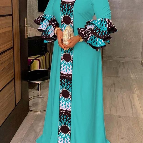 

casual dresses vonda bohemian women party dress autumn ruffled long sleeve vneck maxi sundress casual printed patchwork holiday robe 230113, Black;gray