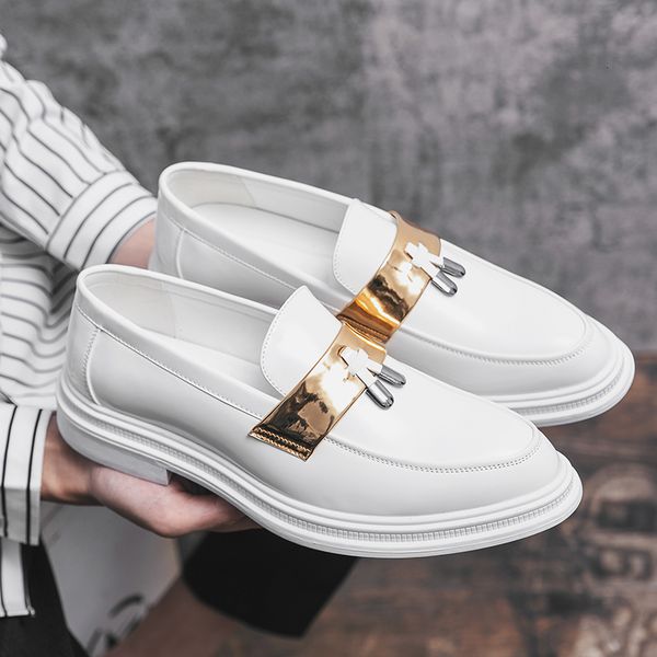

dress shoes patent leather loafer white tassel men elegant italian party for brand wedding formal 230114, Black