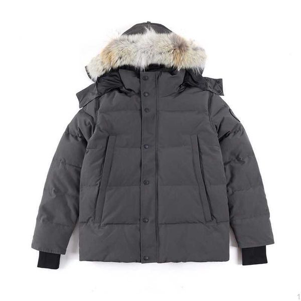 

canada mens down jacket goose coat real big wolf fur canadian wyndham overcoat clothing casual fashion style winter outerwear parka goode ol, Black