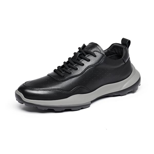 

dress shoes goldencamel genuine leather for men breathable white sneakers autumn casual 230114, Black