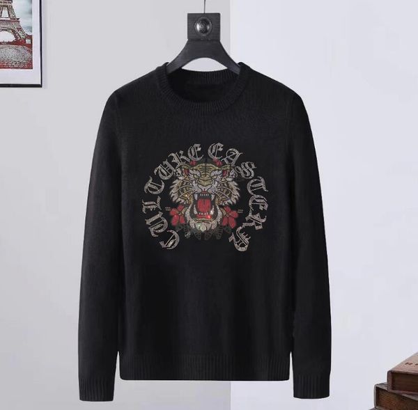 

new borunke 2023 rhinestones pullover sweater men style fashion casual streetwear pullover new men male, White;black