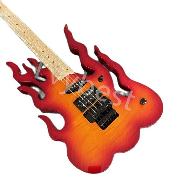 

lvyelectric guitar customized body shape flame electric guitar 6-string black accessories gold accessories private customi