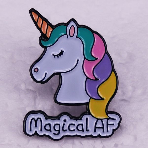 

cartoon color af unicorn brooch badge gift accessories pin rainbow lgbt pin, Blue