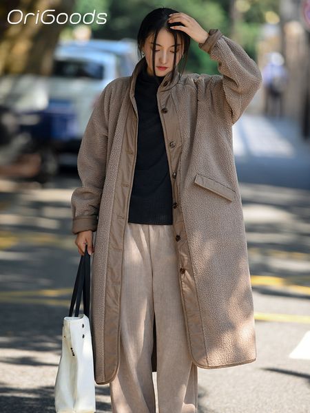 

womens jackets origoods fleece long coat women thick warm winter coat loose big size fleece parka coat korean style fashion outerwear q002 2, Black;brown