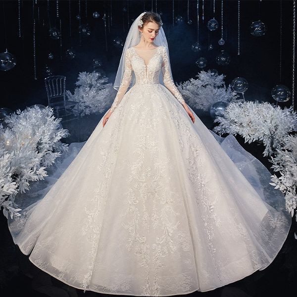 

star master wedding dress 2023 new bridal dress super fairy temperament short long tail sen french wedding dress, White