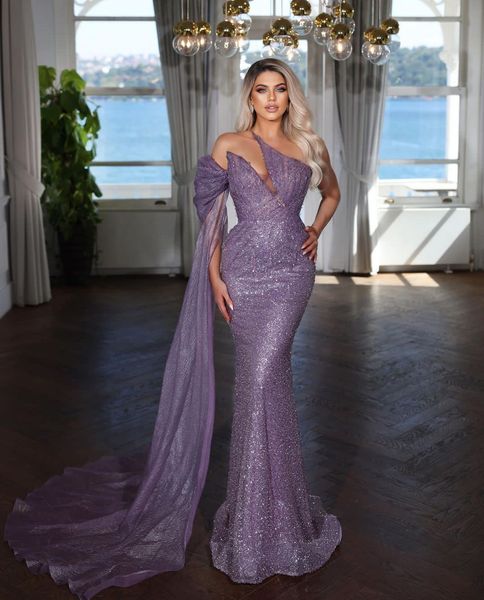 

purple mermaid prom dresses v neck sleeveless cape strapless 3d lace appliques sequins beaded floor length celebrity formal evening dresses, Black
