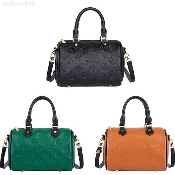 

(customizable /embossable pattern) embossed messenger bag genuine leather handbag