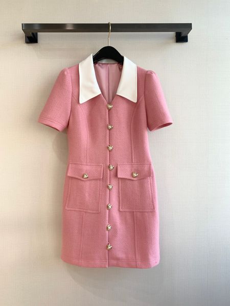 

contrast collar bubble sleeve dress is sweet and fashionable, Black;gray