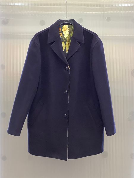 

women's outerwear & coatsthe lapel jacquard double-sided wool coat is loose and thin, Black;brown