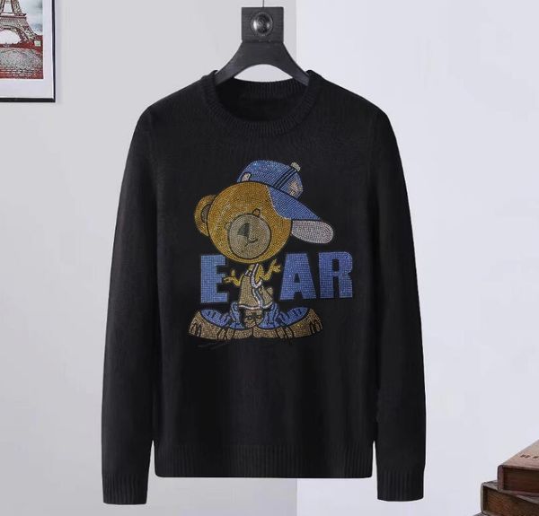 

new borunke winter rhinestones pullover sweater hip hop casual men and pullover boys streetwear, White;black