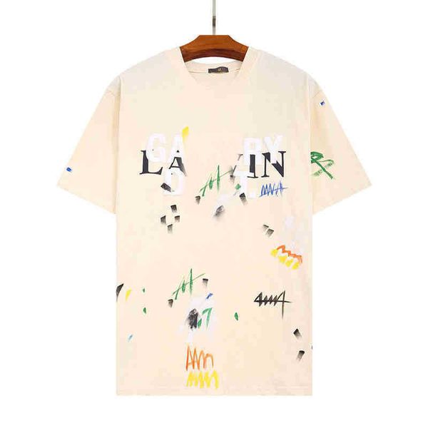 

shirt designer 2023 t fashion brands glitter pink letter co branded hand painted graffiti splash ink angel white oversize tshirt for balck 4, White;black