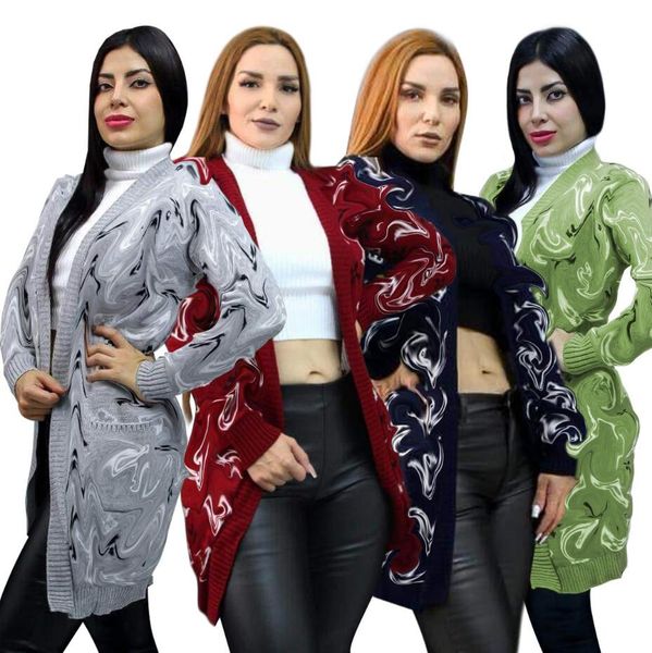 

m4019 european american women's sweater autumn and winter temperament commuter knitted cardigan coat, White;black