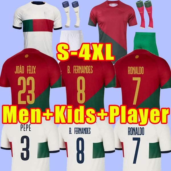 

xxxl 4xl 22 23 joao felix soccer jerseys ruben neves bruno ronaldo fernandes 2022 football shirt men kids kit diogo j. otavio fans player ve, Black;yellow