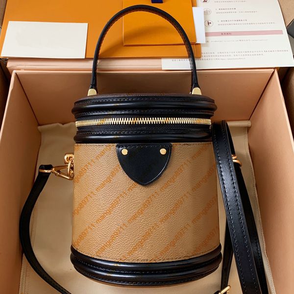 

genuine tote leather bags purse cowhide material bucket women shoulder with folding box and dust bag
