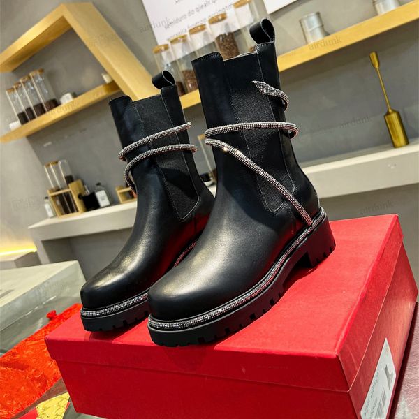 

cleo black crystal boots rene caovilla womens ankle leather motorcycle snake strass wraparound chunky half boots leather womens low heel boo