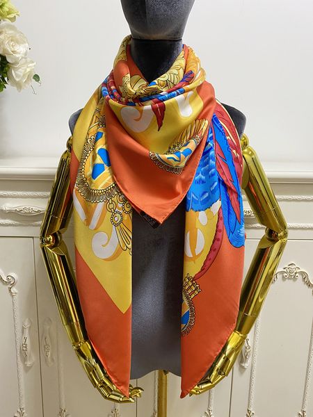 

women's square scarf shawl goodquality 100% twill silk material thin and soft pint pattern size 130cm- 130cm, Blue;gray