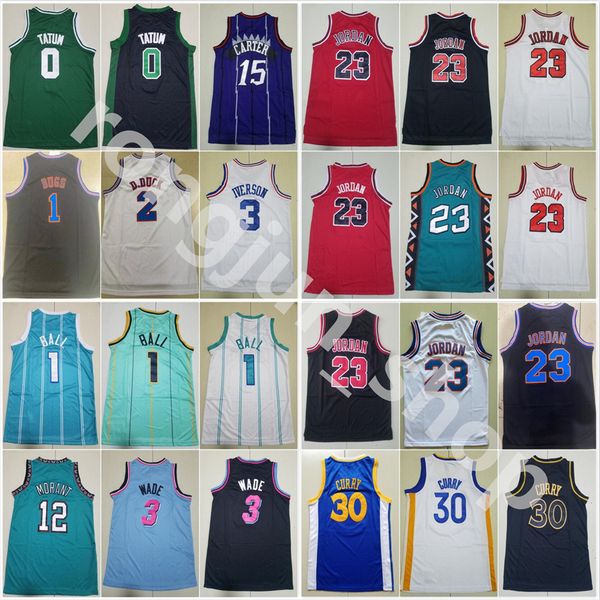 

youth basketball jersey ja 12 morant jayson 0 tatum stephen 30 curry lamelo 1 ball dwyane 3 wade iverson james vince 15 carter allen iverson, Black;red