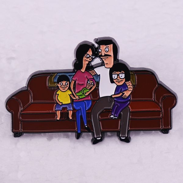 

happy burger's brooch cartoon family funny tv series badge gift, Blue