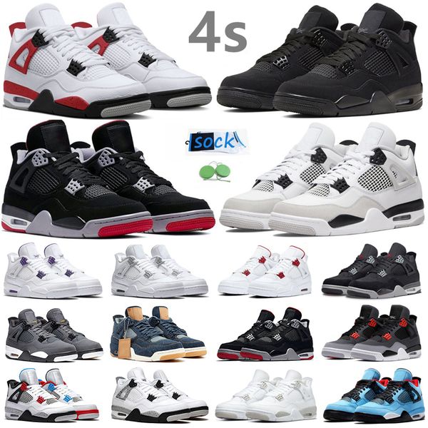 

jumpman 4 4s men women basketball shoes violet ore sail military black cat white oreo red thunder cement unc blue midnight navy mens