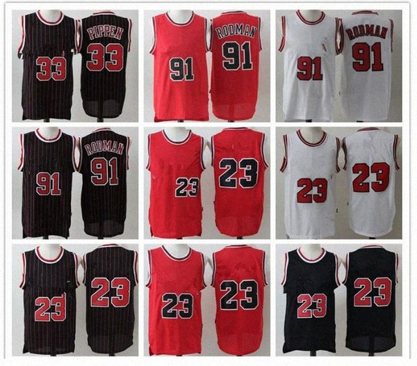 

soccer jerseys jerseys men 45 23 michael mj dennis 91 rodman scottie 33 pippen jersey throwback basketball jerseys red black white beigrufy#, Black;yellow
