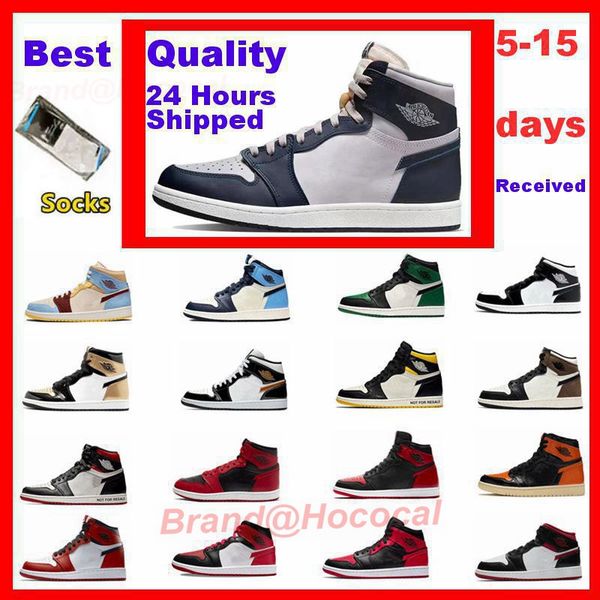 

jumpman 1 basketball men shoes 1s unc womesn high 2022 dark mocha royal obsidian white ho0925 lucky green outdoor sports sneakers hococal, Black